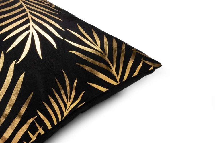 Funda Cojín Negro y Hojas Doradas Oscuro C-0729 - Imagen 2