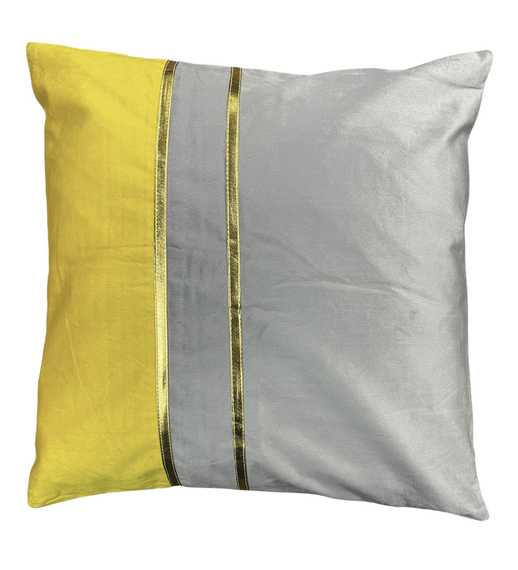 Funda Cojín Gris,Amarillo y Dorado C-0724