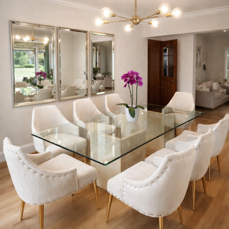 •JUEGO DE COMEDOR OLYMPUS CON VIDRIO