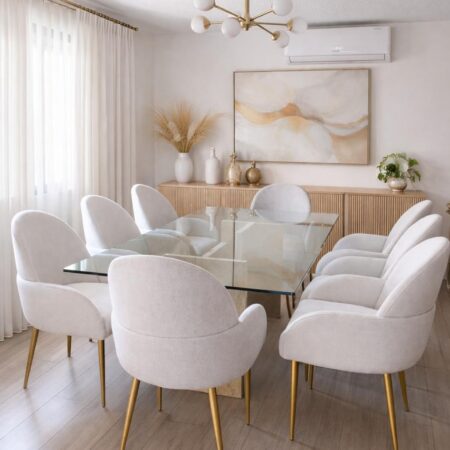 •JUEGO DE COMEDOR ATENAS Y SILLAS SIENNA