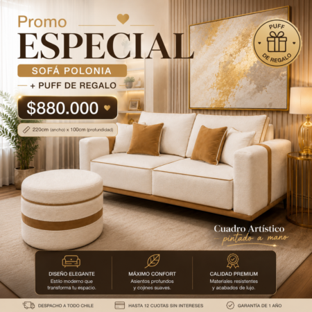 Promo Especial SOFÁ POLONIA + Puff De regalo